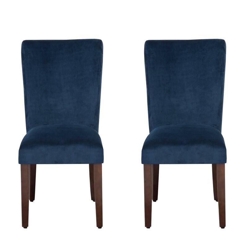 HomePop Classic Velvet Parsons Dining Chair - Dark Navy Blue Velvet (Set of 2)