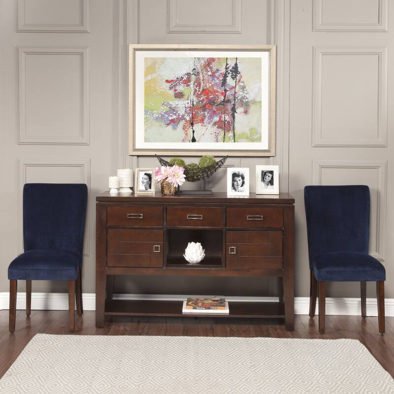 HomePop Classic Velvet Parsons Dining Chair Dark Navy Blue Velvet