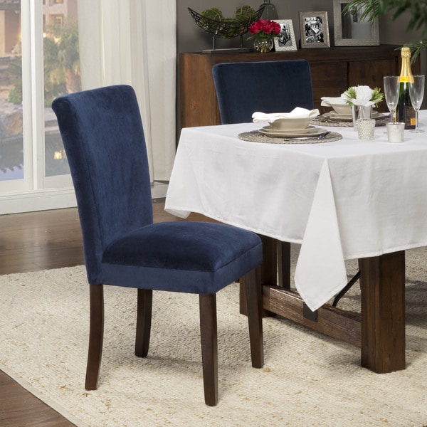 Shop Homepop Classic Velvet Parsons Dining Chair Dark Navy Blue Velvet Set Of 2 On Sale 1883