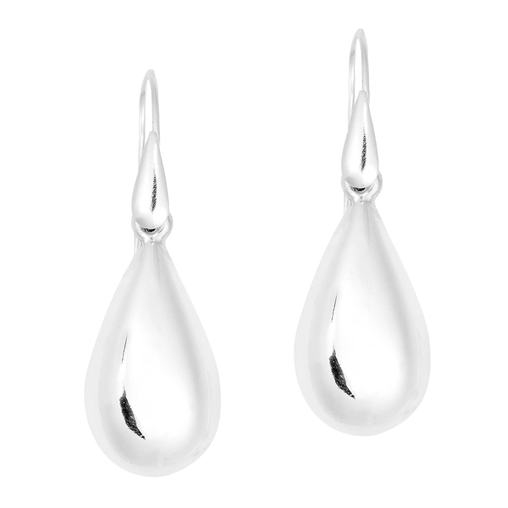 925 Sterling Silver Hook Earrings Trendy Contemporary Filigree Tear Drop Design
