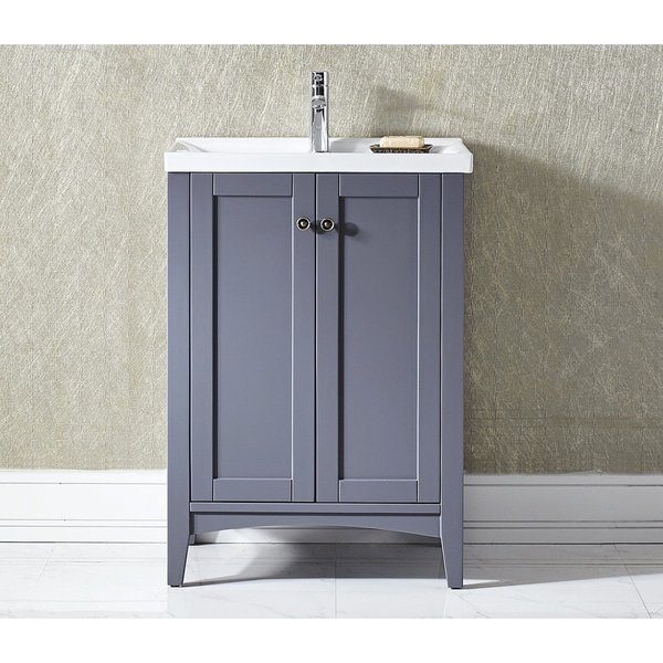 Vinnova Asti 24 inch Grey Single Vanity with White Drop in Porcelain