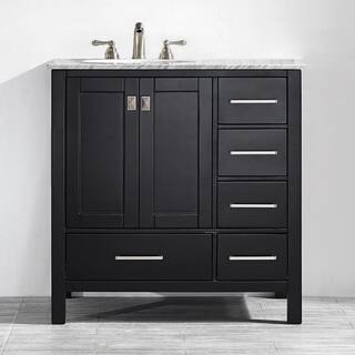 Black Bathroom Vanities Vanity Cabinets Online At Vinnova Gela 36 Inch Single Vanity In Espresso With Carrera White Marble Top Mirrorless