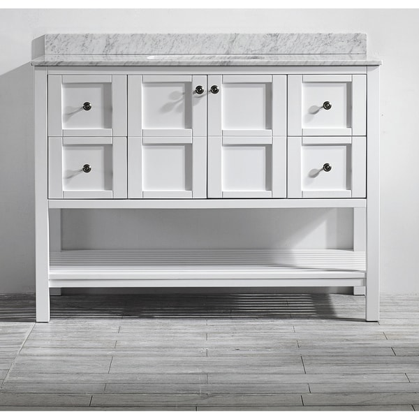 Vinnova Florence 48 inch White Mirrorless Single Vanity with Carrara