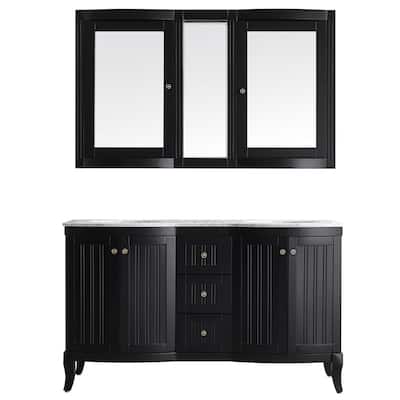 Vinnova Verona 60-inch Double Vanity in Espresso with Carrara White Marble Top with Mirror