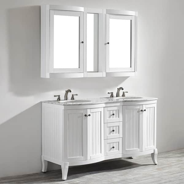 Shop Vinnova Verona 60 Inch Double White Vanity With Carrara White