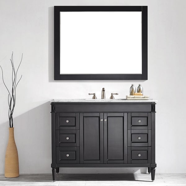 Vinnova Catania 48-inch Espresso Single Vanity with Carrara White Marble Top, and Mirror