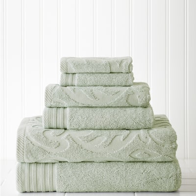 Modern Threads Jacquard/ Solid Medallion Swirl 6-piece Towel Set