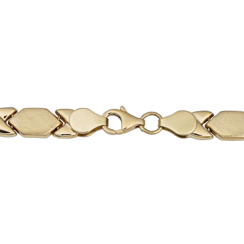 Fremada 14k Yellow Gold Satin and Polish 'XO' Hugs and Kisses Bracelet