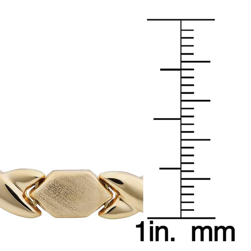Fremada 14k Yellow Gold Satin and Polish 'XO' Hugs and Kisses Bracelet