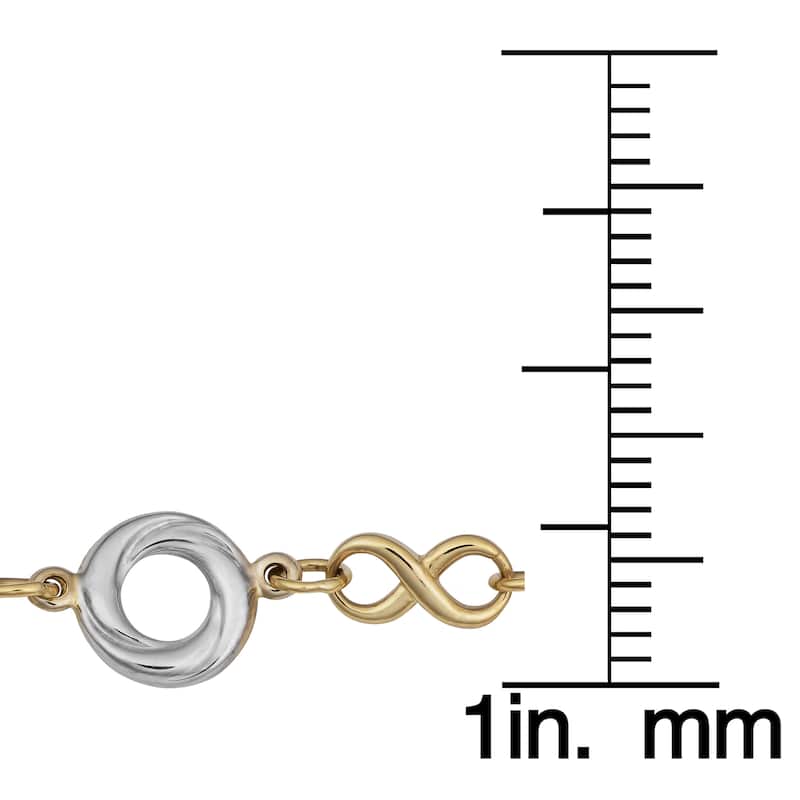 Fremada 14k Two-tone Gold Alternate Love Knot and Infinity Link Bracelet