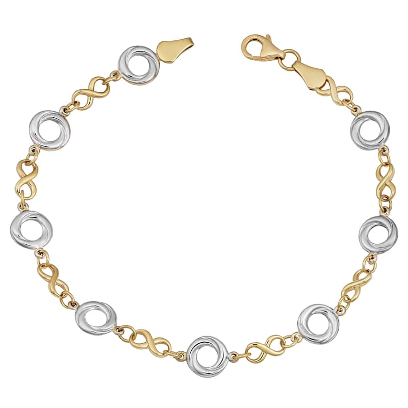 Fremada 14k Two-tone Gold Alternate Love Knot and Infinity Link Bracelet