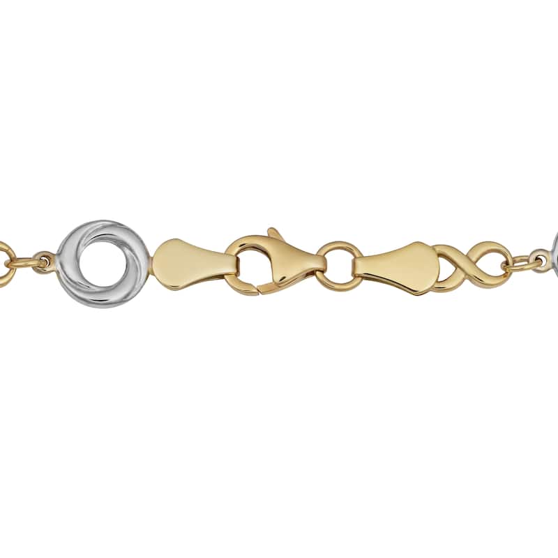 Fremada 14k Two-tone Gold Alternate Love Knot and Infinity Link Bracelet