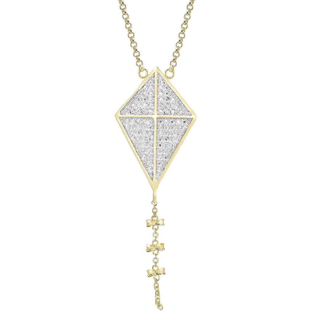 Finesque Gold Overlay Diamond Accent Kite Design Necklace