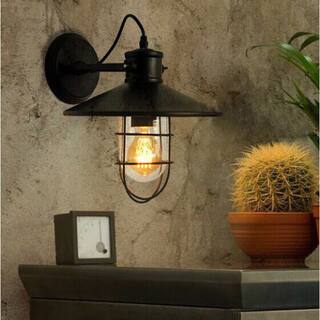 Jess 1-light Black 11-inch Edison Wall Lamp with Bulb