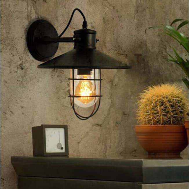 Jess 1-light Black 11-inch Edison Wall Lamp with Bulb