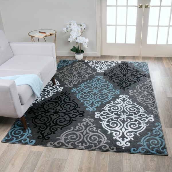 Modern Transitional Soft Damask Area Rug