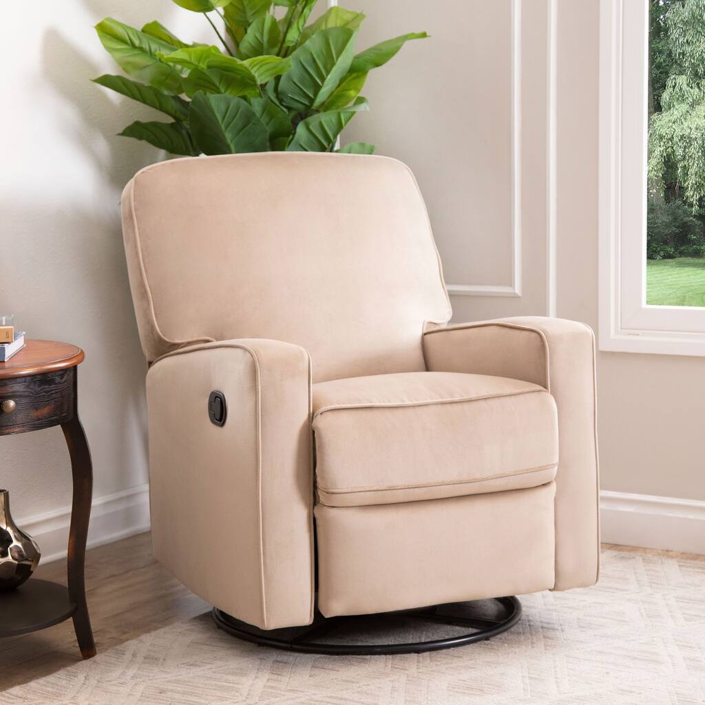 Abbyson Bella Beige Fabric Swivel Glider Recliner Chair