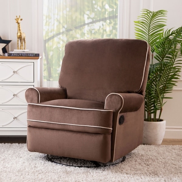 Shop Abbyson Bentley Coffee Fabric Swivel Glider Recliner Chair