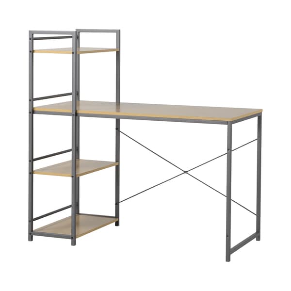 Homestar Desk with built in 4-Shelf Bookcase in Natural Wood