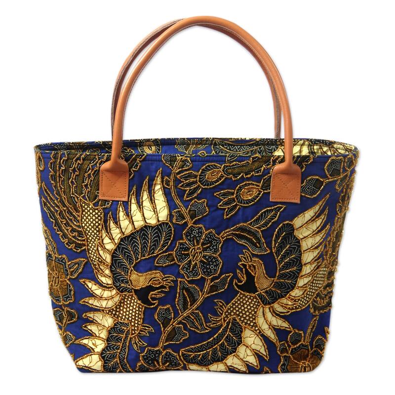 Handcrafted Cotton Batik 'Glorious Java' Tote Handbag (Indonesia ...