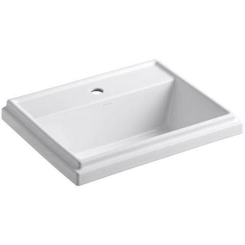 Kohler Tresham Rectangle Drop-In Bathroom Sink with Single Faucet Hole White