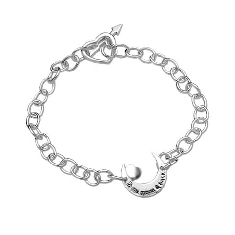 La Preciosa Sterling Silver 'To the Moon and Back' Moon and Heart Toggle Bracelet