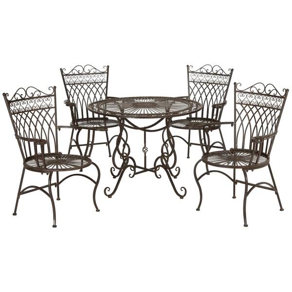 Shop Safavieh Outdoor Living Rustic Thessaly Rustic Brown Dining Set 5 Piece On Sale Overstock 10300145