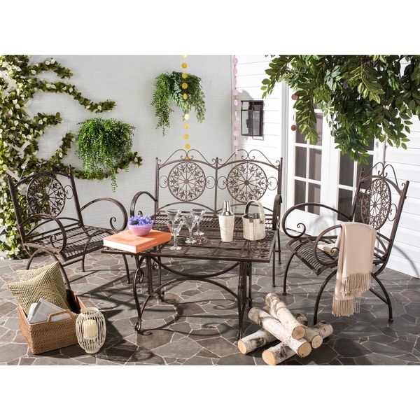 Safavieh Outdoor Living Rustic Sophie Rustic Brown Iron Patio Set (4-piece)