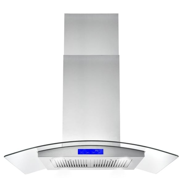 Cosmo 36 in. Ducted Island Range Hood in Stainless Steel with LED Lighting and Permanent Filters