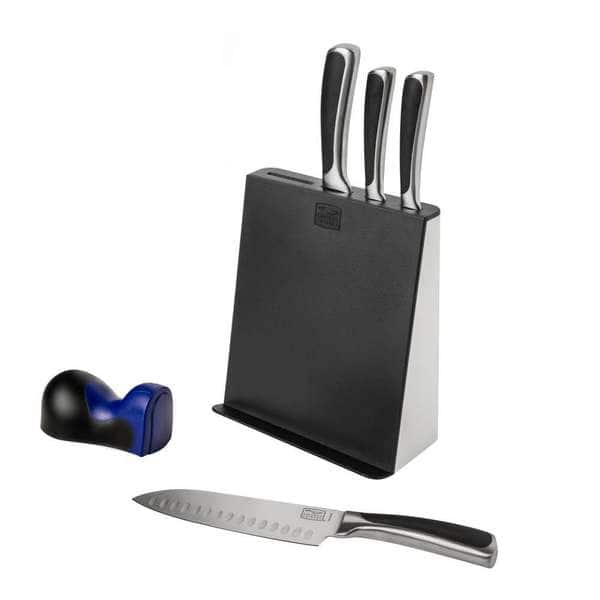 GINSU Daku 5-Piece Black Knife Prep Set - Dishwasher Safe and Always Sharp