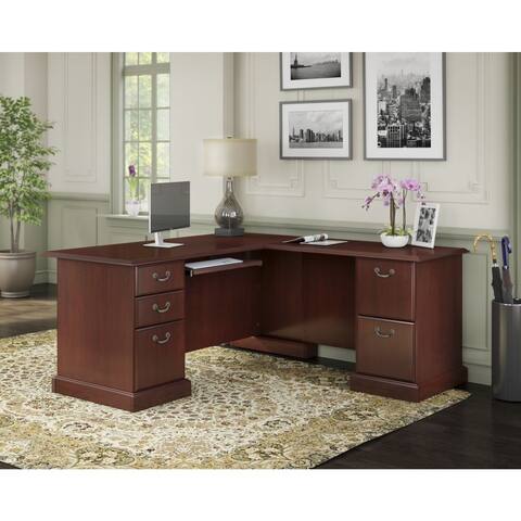 student homework desk Bennington Executive L Desk in Harvest Cherry from kathy ireland Home by Bush Furniture