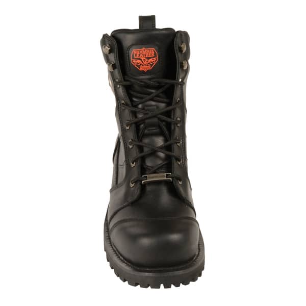 Black, Size 7W Milwaukee Leather Mens Waterproof Logger Boots with Lace to Toe Design