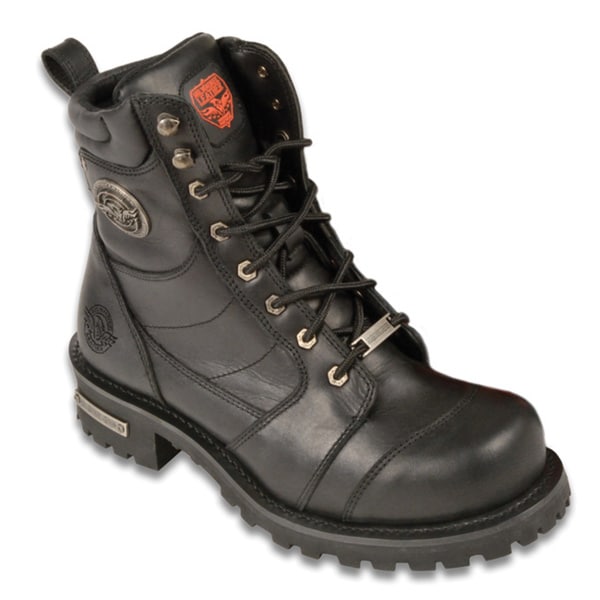 Milwaukee Men's Premium Leather Black Boots with Lacing - Overstock ...