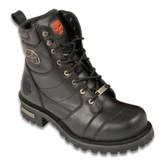 Leather Men's Boots For Less | Overstock Milwaukee Men's Premium Leather Black Boots with Lacing