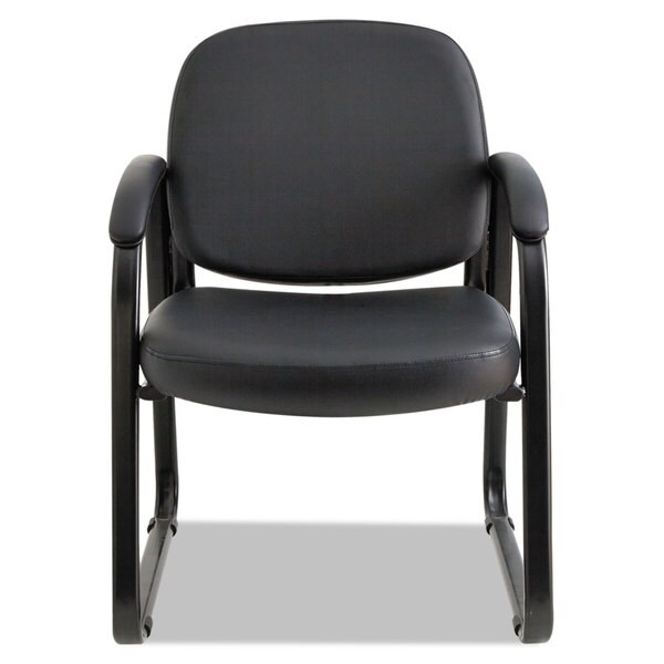 Alera Reception Lounge Series Black Vinyl, Sled Base Guest Chair