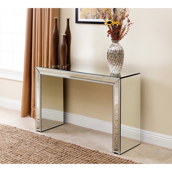 Shop Abbyson Venice Studded Mirror Sofa Table Free Shipping Today