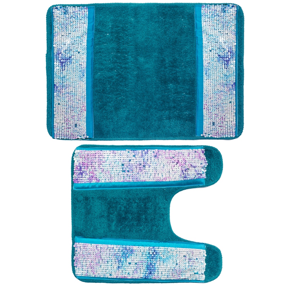 Shimmering Aqua Seashell Bath And Contour Rug Set Or Separates On Sale Overstock 10302648