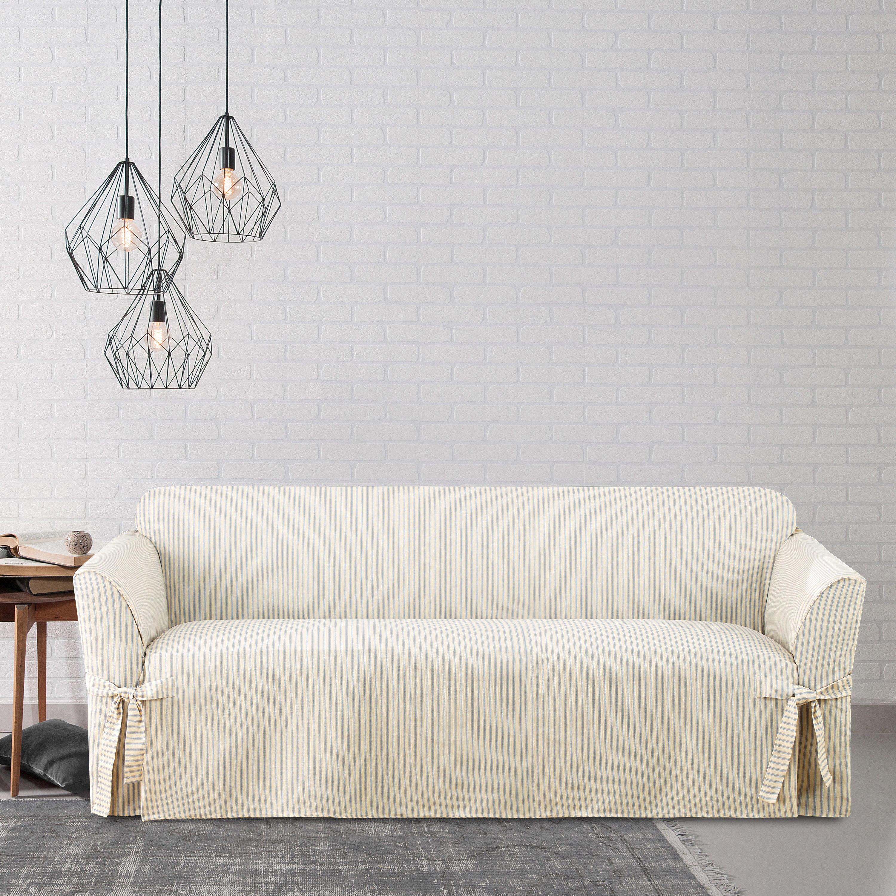 Sure Fit Ticking Stripe One Piece Sofa Slipcover Ticking Stripe One Piece Sofa Slipcover