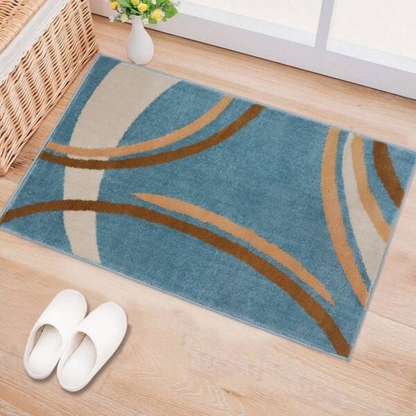 Contemporary Modern Wavy Circles Area Rug On Contemporary Modern Wavy Circles