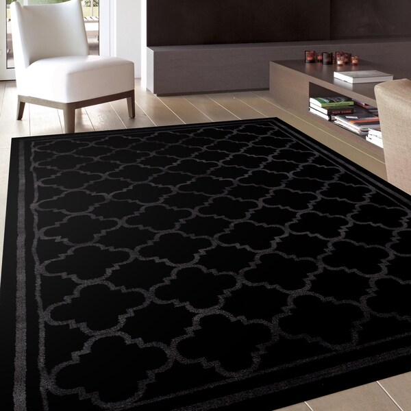 Shop Trellis Contemporary Modern Design Black Area Rug 7'10 x 10'2