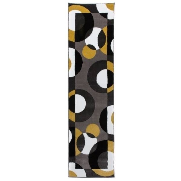 World Rug Gallery Modern Multicolored Geometric Area Rug - 2' x 7'2" runner - Yellow