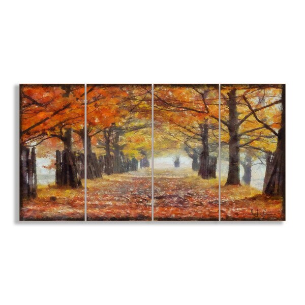 4 Piece Wall Art a walk through the autumn trees' 4-piece canvas wall art set 4 Piece Wall Art a walk through the autumn trees' 4-piece canvas wall art set