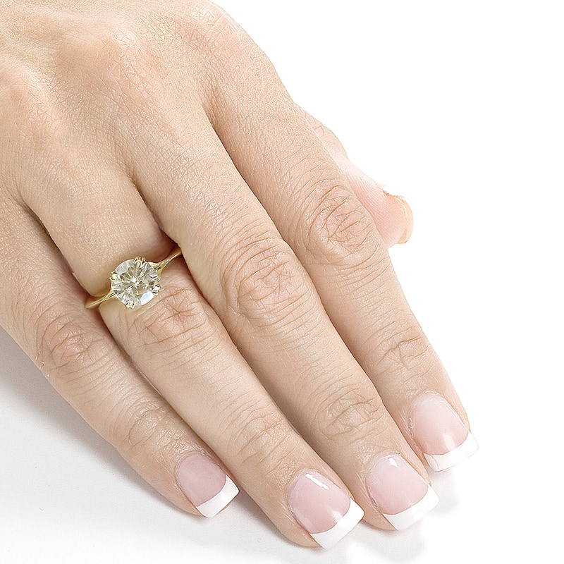 Annello by Kobelli 14k Yellow Gold 1 1/10ct TGW Moissanite and Diamond Floral Vintage V-shaped Band Engagement Ring