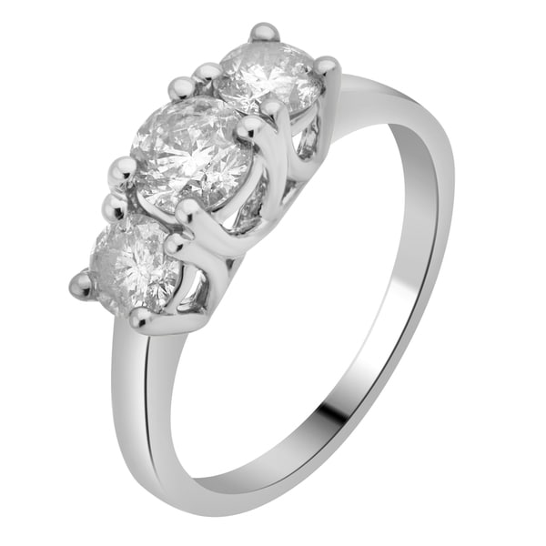 Divina 14KT White Gold 2ct TDW Diamond 3-stone Anniversary Ring