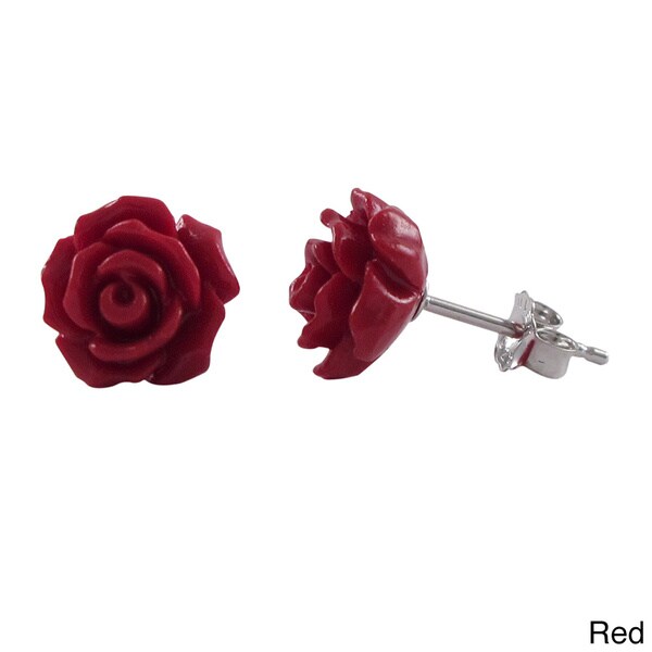 Luxiro Sterling Silver Children's 7 mm Rose Flower Stud Earrings