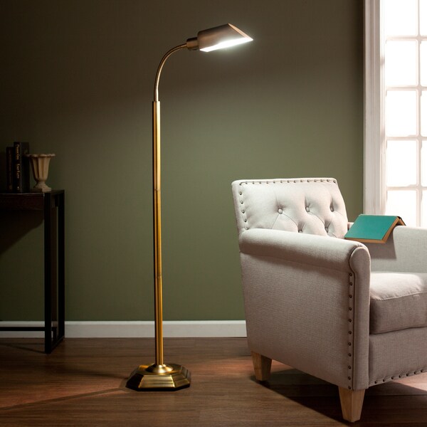 Harper Blvd OttLite Honey Brass Hartley Task Floor Lamp Free Shipping