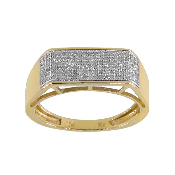 Shop 10k Yellow Gold Men&#39;s 1/3ct TDW Diamond Wedding Ring - Free Shipping Today - Overstock ...