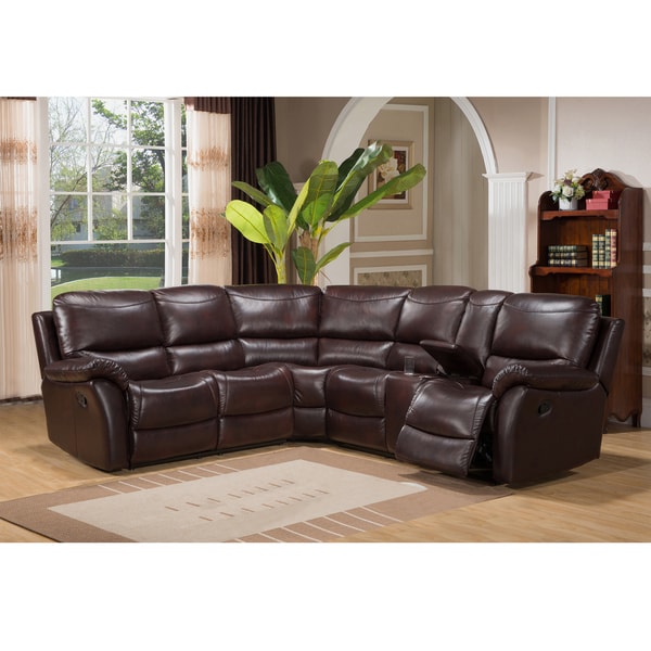 Hillrose Top Grain Dark Burgundy Leather Reclining Sectional Sofa ...