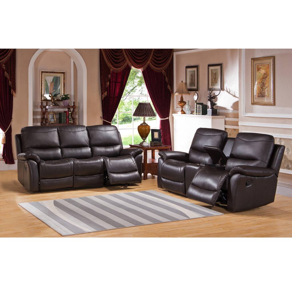 Pierce Brown Premium Top Grain Leather Reclining Sofa and Loveseat