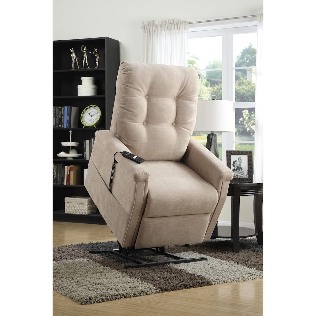 Morton Beige Fabric Power Lift Chair Recliner